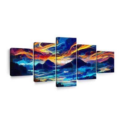 "Abstract Landscape Abstract Sunset Sky", ensemble de 5 pièces sur toile par Lia's World
