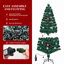 Arbre de Noël en fibre optique pré-éclairé avec grandes étoiles, arbre d'épinette artificiel avec support en métal, arbre complet pour la décoration des Fêtes