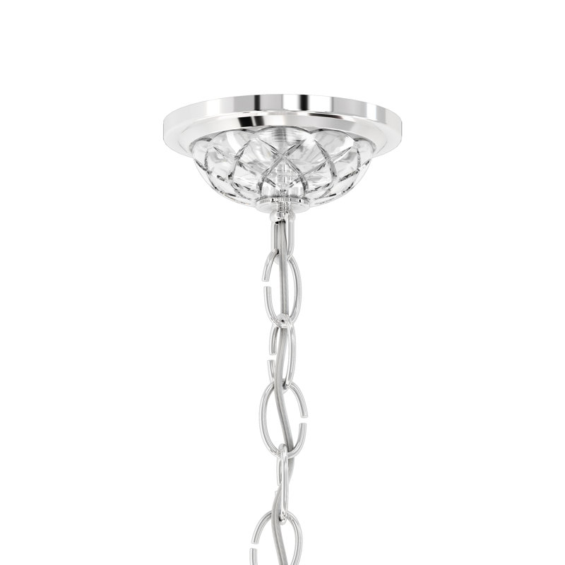 Sterling 5 - Light Glass Chandelier, Strass Clear, Polished Silver