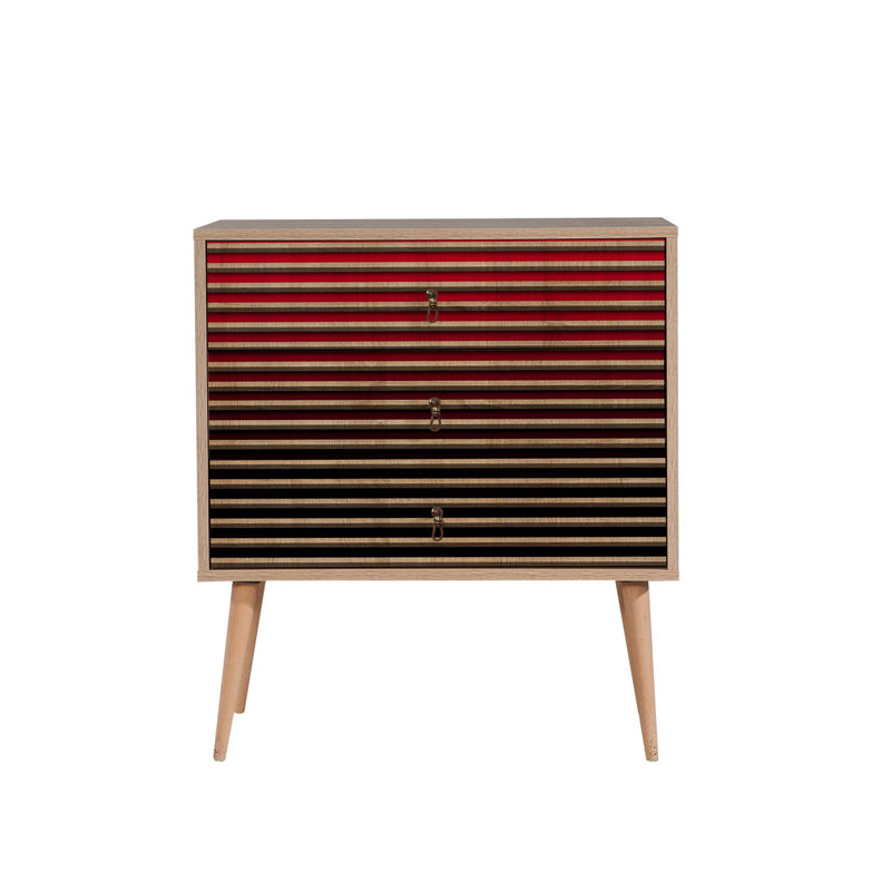 Bosse 80cm W 3 - Drawer Chest of Drawers, Red/Black