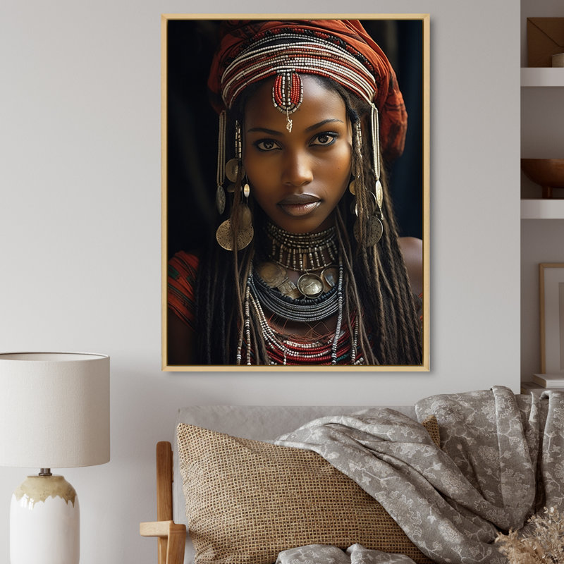 «Surekha African Tribes», impression sur toile, Cadre naturel flottant, 20" H x 12" W