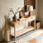 60'' Fir Veneer Entryway Table with Honeycomb-patterned Fronts,Modern Stylish Console Table-88726050