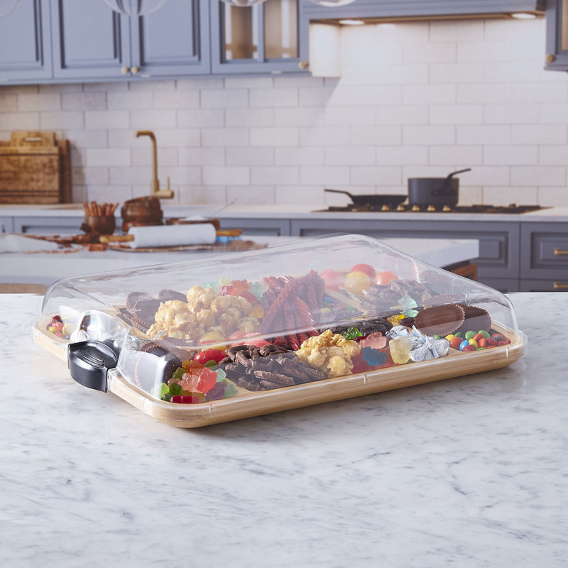 Farberware Build-a-Board Bamboo Charcuterie Board with 3-Compartments & Locking Lid