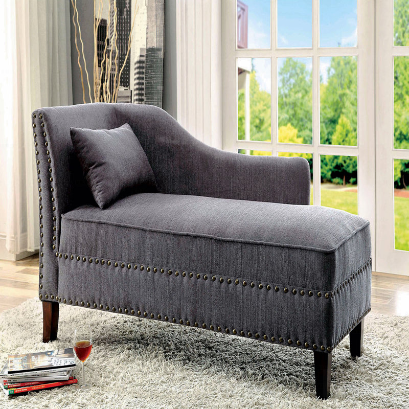 Méridienne rembourrée en tissu gris, Gris