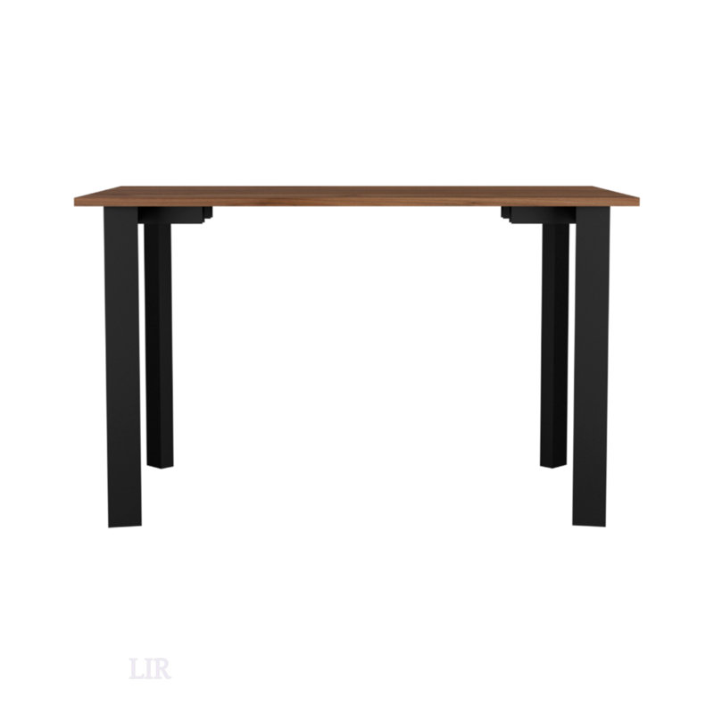 Bureau d'écriture Cabo, quatre pieds - acajou, design industriel moderne avec plateau spacieux et hauteur confortable