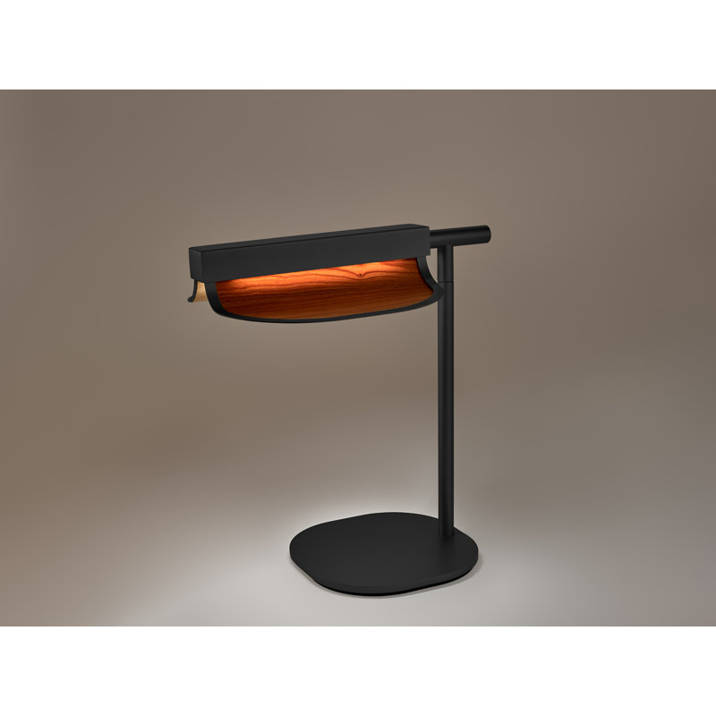 Omma LED Table Lamp, Matte Black, Natural Cherry
