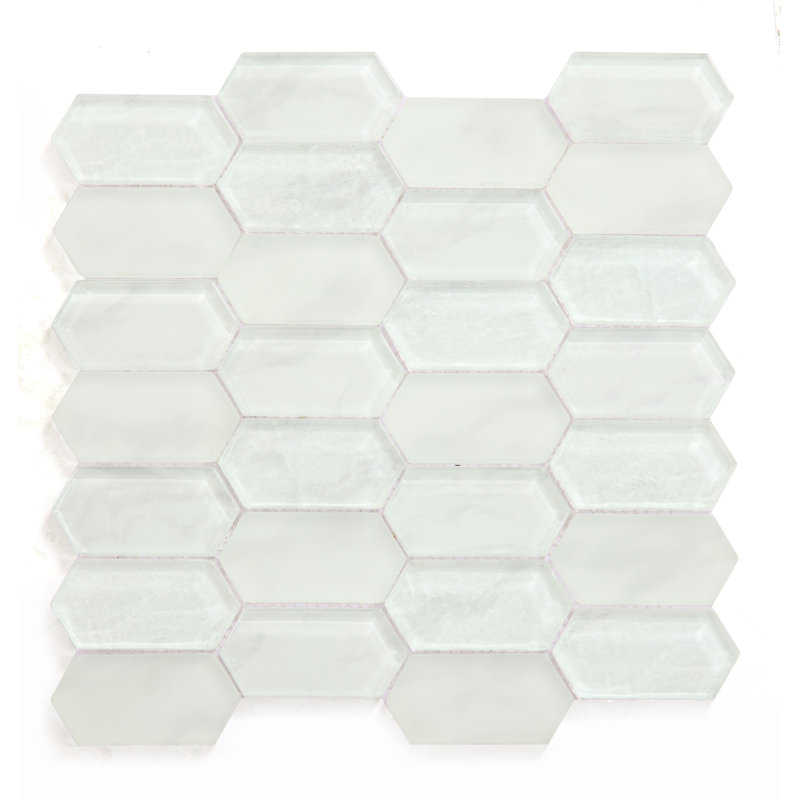Carrelage mural blanc mat en brique de verre mélangé lustré 12 po x 12 po