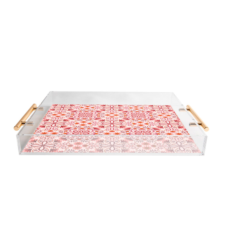 Plateau en acrylique Cassidy Rae Marietta, Floral, Rouge