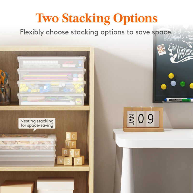 Clear Stackable Plastic Lidded Storage Boxes for A4 Paper