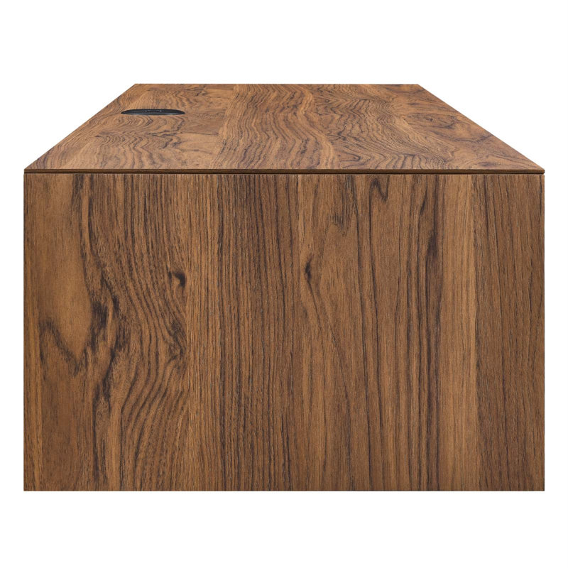 Modway Render Wall Mount Wood Office Desk, Brown