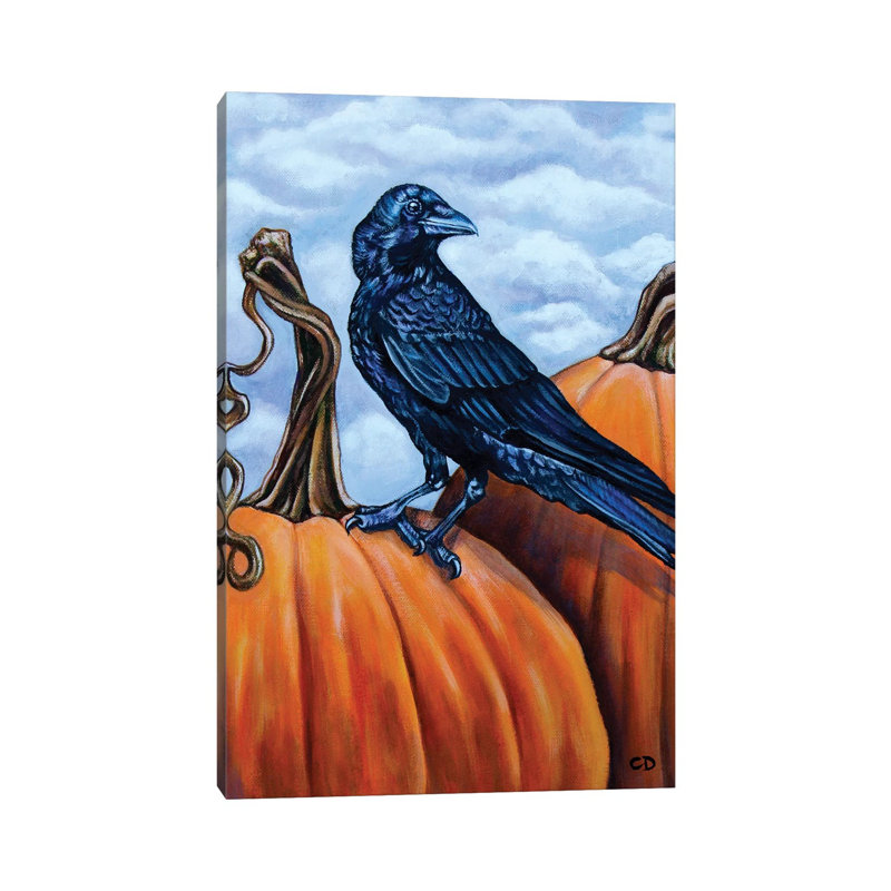 Crow With Pumpkins by Cyndi Dodes - Painting on Canvas, Wrapped Canvas, 66.04cm H x 45.72cm W x 3.81cm D