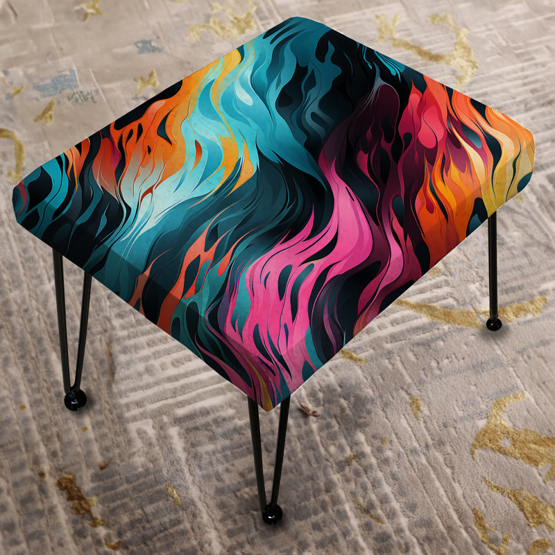 Repose-pieds rectangulaire abstrait multicolore Futuristic Fusion