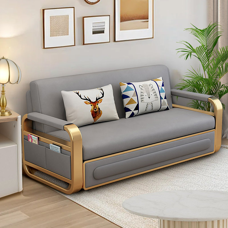 Carthel Upholstered Foldable Sofa Bed Convertible Cushion Back Futon Sleeper Chair for Guest, 33.46" H x 51.18" W x 31.5" D