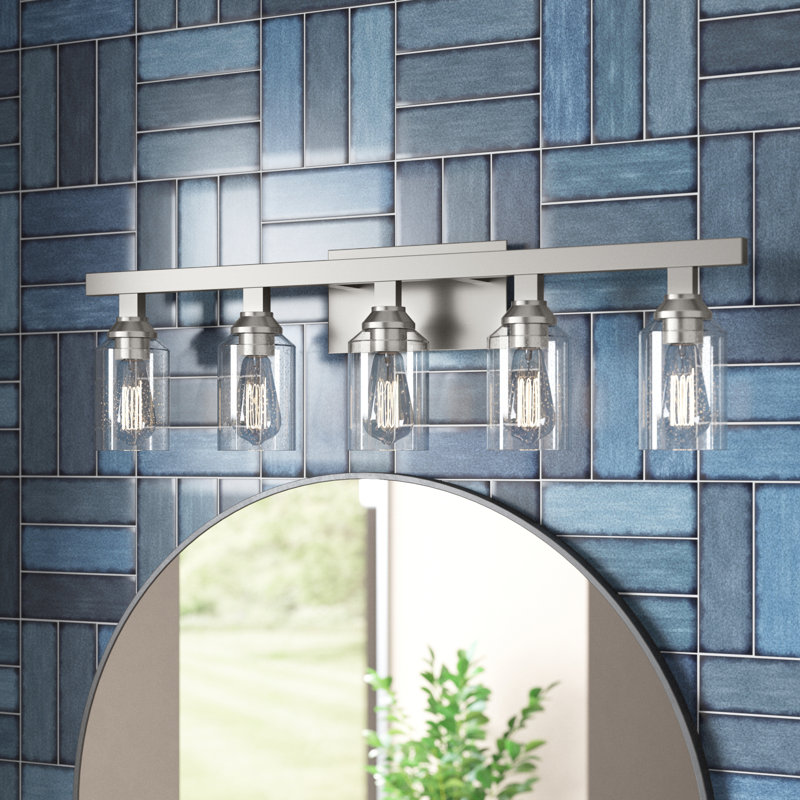 Éclairage pour salle de bain 5 lumières Tereza, Nickel poli brossé