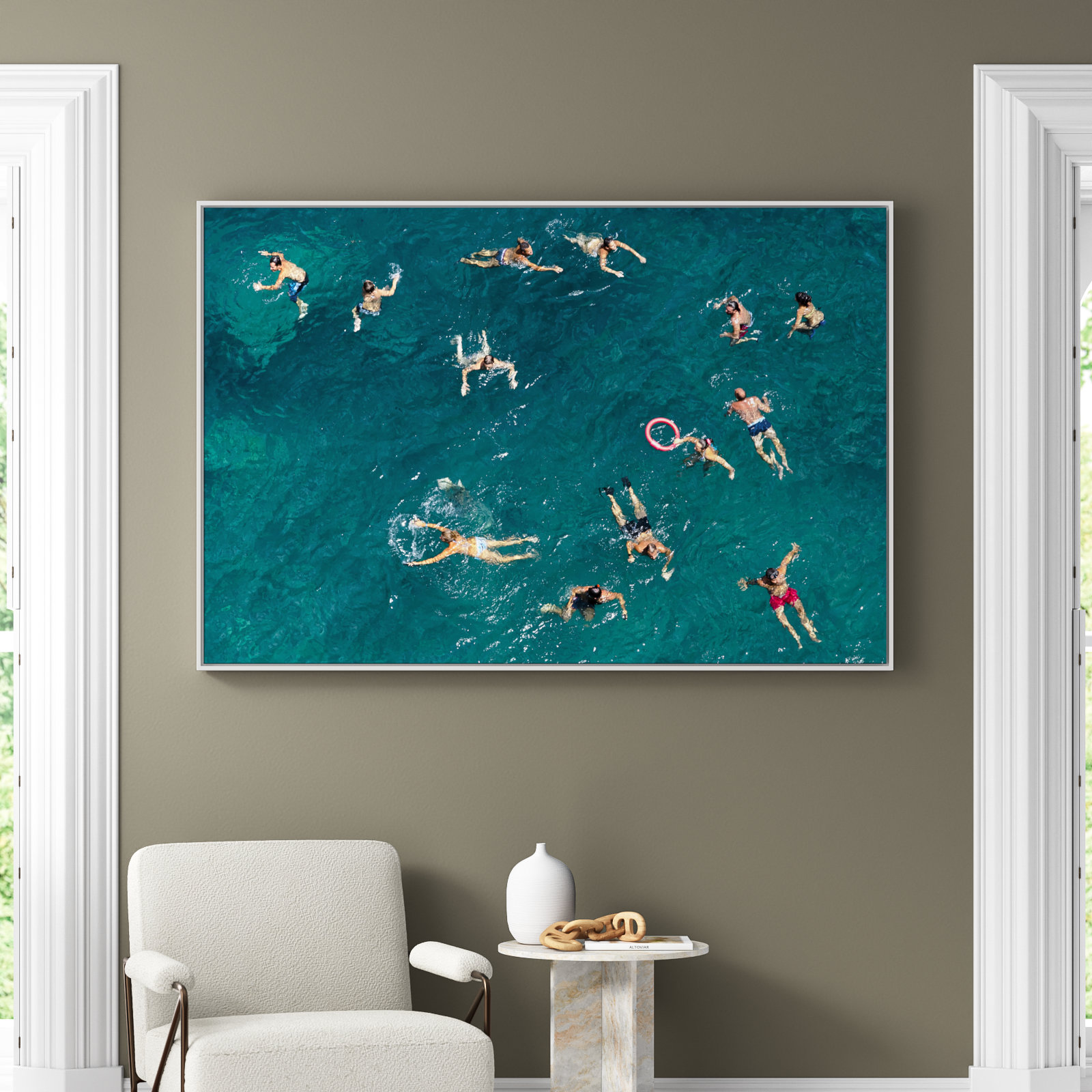 Norvell "Tonti" Print by Tonti, White Framed Canvas, 41.5" H x 61.5" W x 2" D