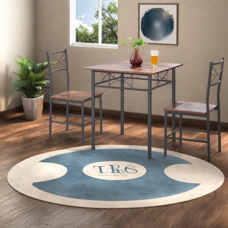 Ensembles de table de salle à manger 3 pièces durables en métal et en bois, brun antique rustique pour la cuisine