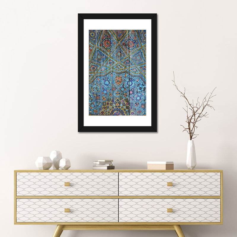 « mosaic », impression sur toile, Papier d'art encadré noir, Blanc, H 32 po x l 24 po x P 1 po