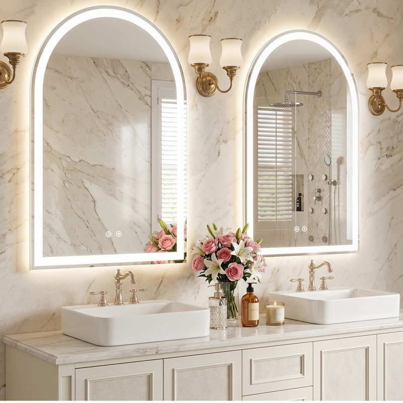 Miroir de salle de bain mural à DEL, 35,43 po x 27,56 po