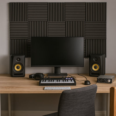 Harbour Housewares - Acoustic Panels - 2.5 x 30 x 30cm Soundproofing Foam Tile - Set of 12