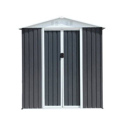 6ftx4ft Outdoor Tool Storage Shed With Apex Roof And Aluminum Alloy Frame, Sliding Door For Garden Equipment Shed, Metal Frame Items