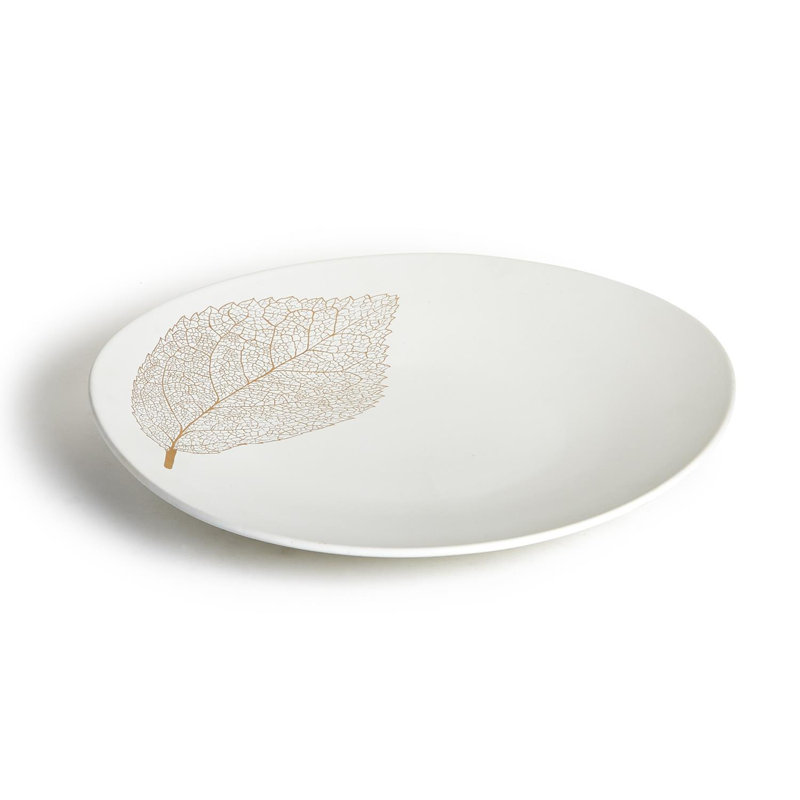 Plat décoratif ondulé en filigrane doré de 38 cm (15 po) – Céramique alimentaire