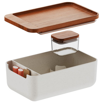 Airtight Storage Box with Tray and Silicone Seals (White)