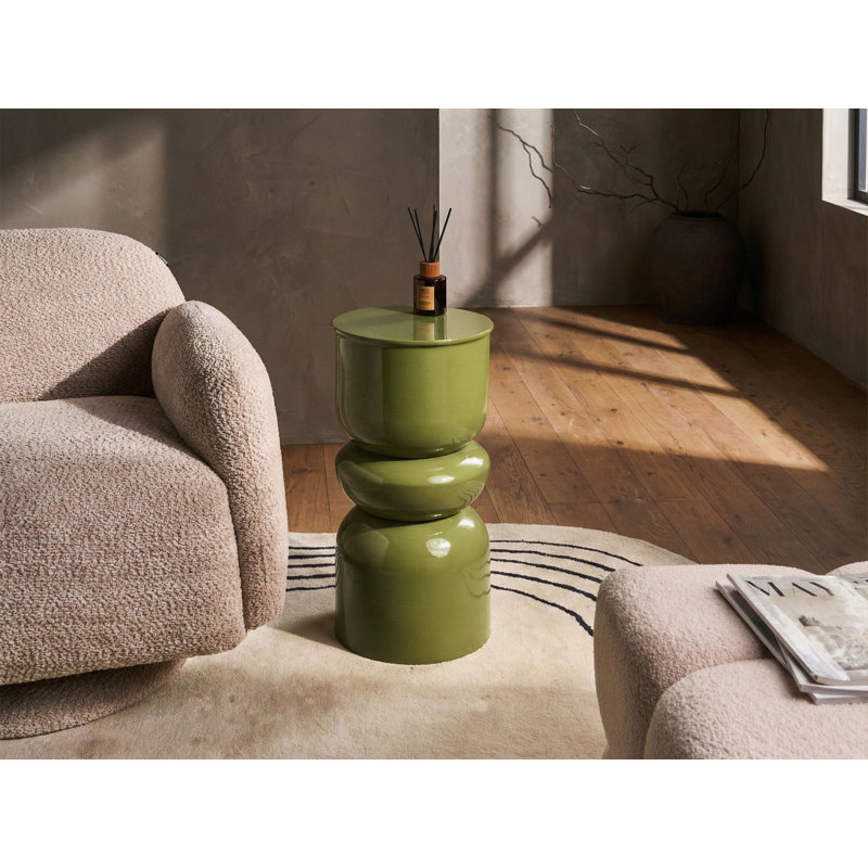 Drum End Table, Green