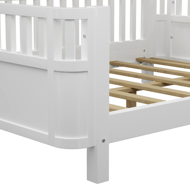 Lit plateforme en bois pour enfants Lit en bois à profil bas avec rails pour filles et garçons, Lit double