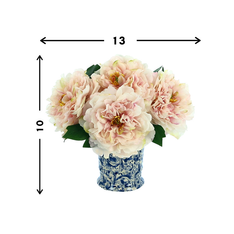 Peony Faux Floral in Vase