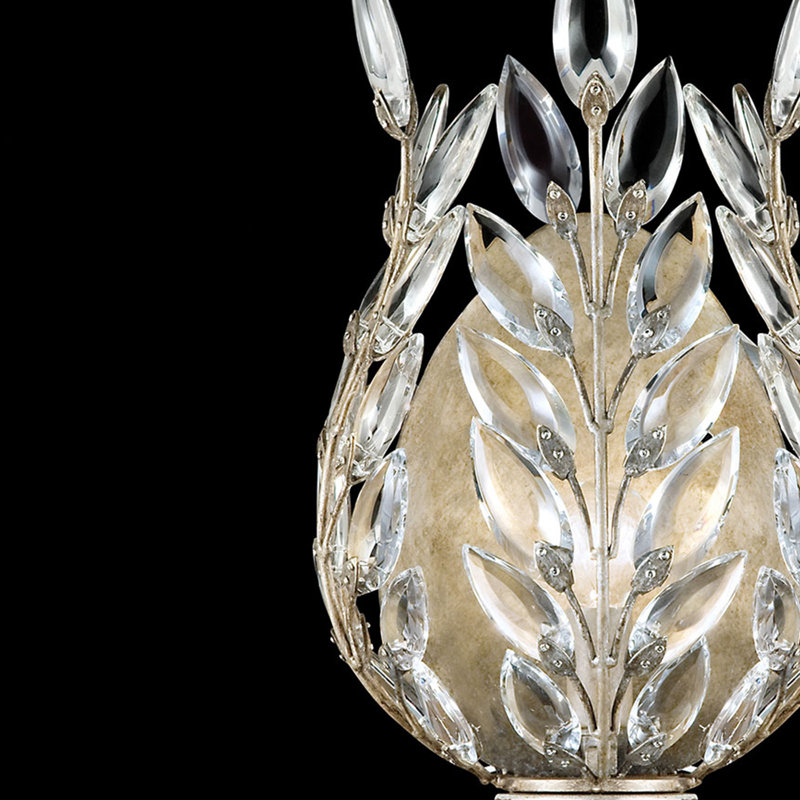 Crystal Laurel 1 - Light Flush Mounted Sconce, 8", Antique Silver Leaf