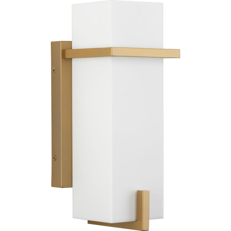 One-Light Modern Small Outdoor Wall Lantern, Soft Gold, 12.5" H x 5.25" W x 5" D