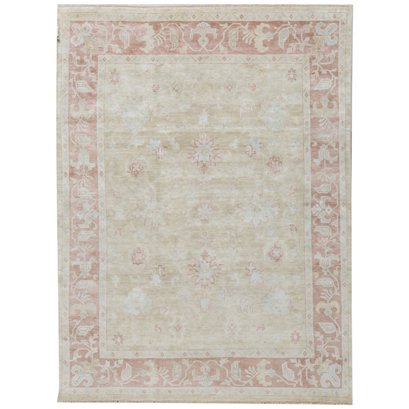 Wool Oriental Area Rug in Rust/Beige