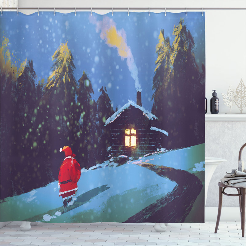 Ensemble de rideau de douche père noël sur le père noël, H 69 po x l 105 po
