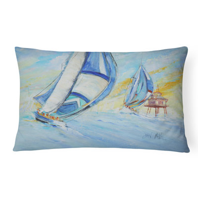 Sailboat Outdoor Reversible Throw Pillow