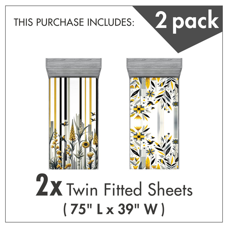 Microfiber Botanical Fitted Sheet, Twin Fitted Sheet