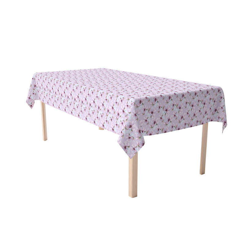Rectangular Tablecloth, 100% Cotton, 52X104", Brush Stroke Purple Flowers, 104" L x 52" W