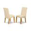 Chaises de cuisine Barry Parson - Ensemble de 2 chaises de salle à manger rembourrées en lin beige clair, chêne-471346987-471346984