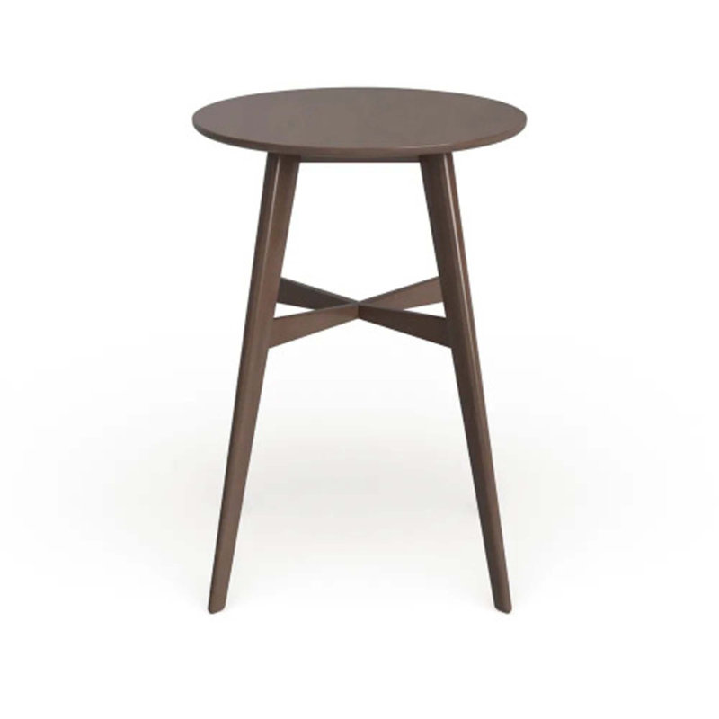 Table de bar ronde en bois Mid-Century, H 42,25 po x L 35,25 po x l 35,25 po, Noyer naturel
