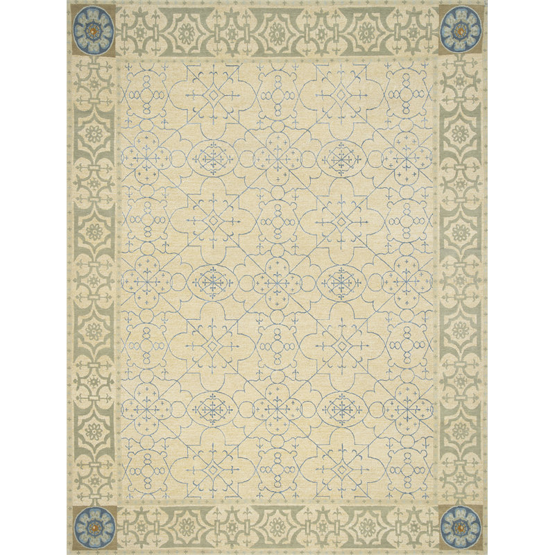 Castile Oriental Area Rug in Gold/Blue, Rectangle 12' x 18'