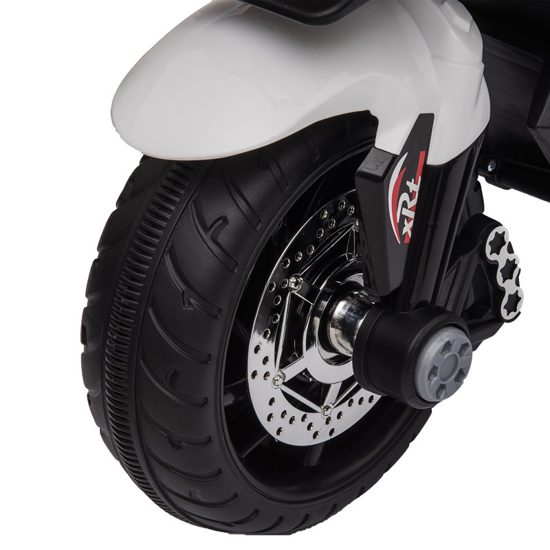 6V White Electric Ride-On Motorcycle with High-Traction Wheels