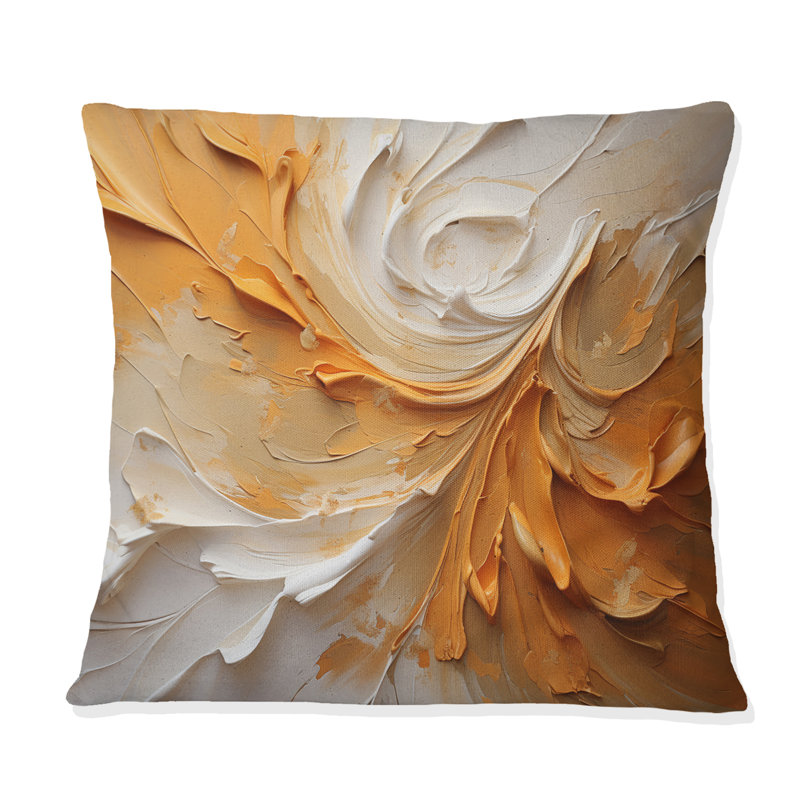 Coussin décoratif doré et beige Soft Wave Paint II - Abstract Shapes