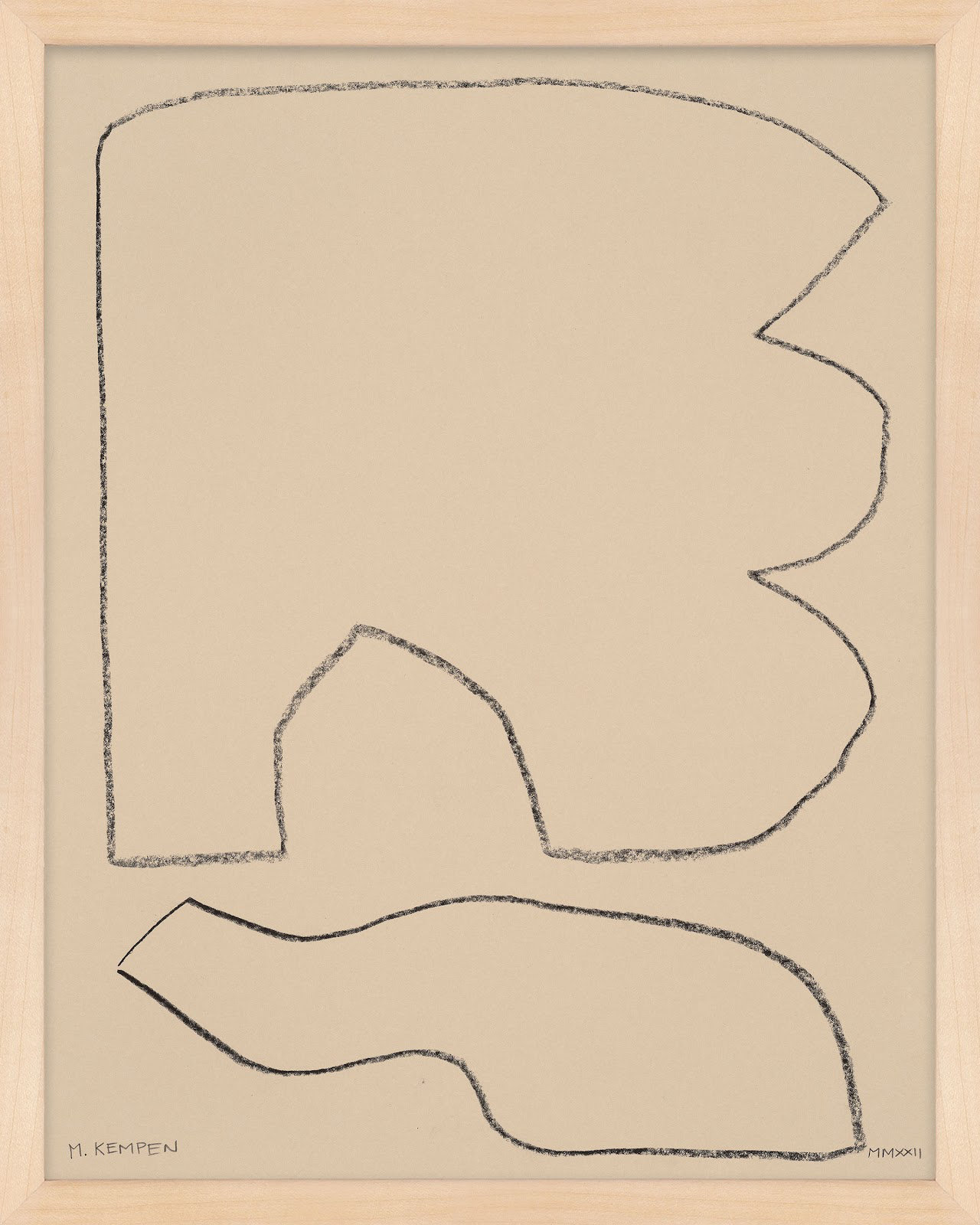 Freya "Outlines 3" Print, 16" W x 20" H, Maple Framed