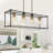 4-Light Black & Gold Cone Pendant Seeded Glass with Rectangle Frame for Kitchen Island 