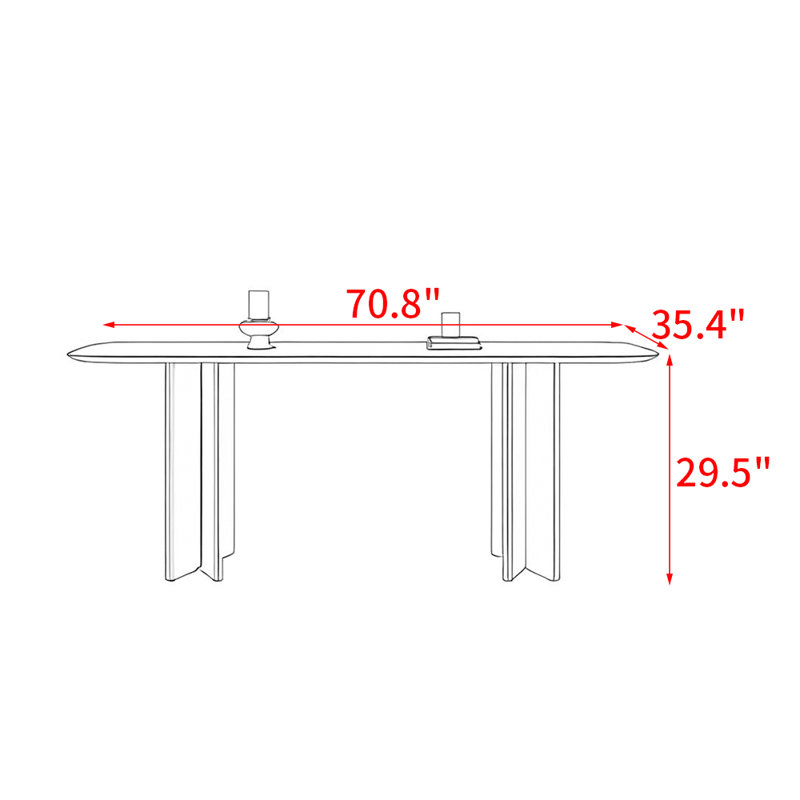 Simple retro style rectangular dining table, 29.5"H x 70.8"L x 35.4"W
