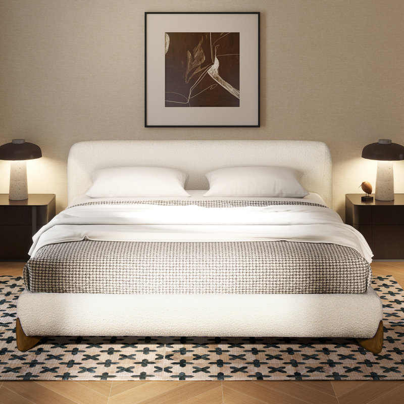 Lansford Puffy Modern Platform Bed,, King, White