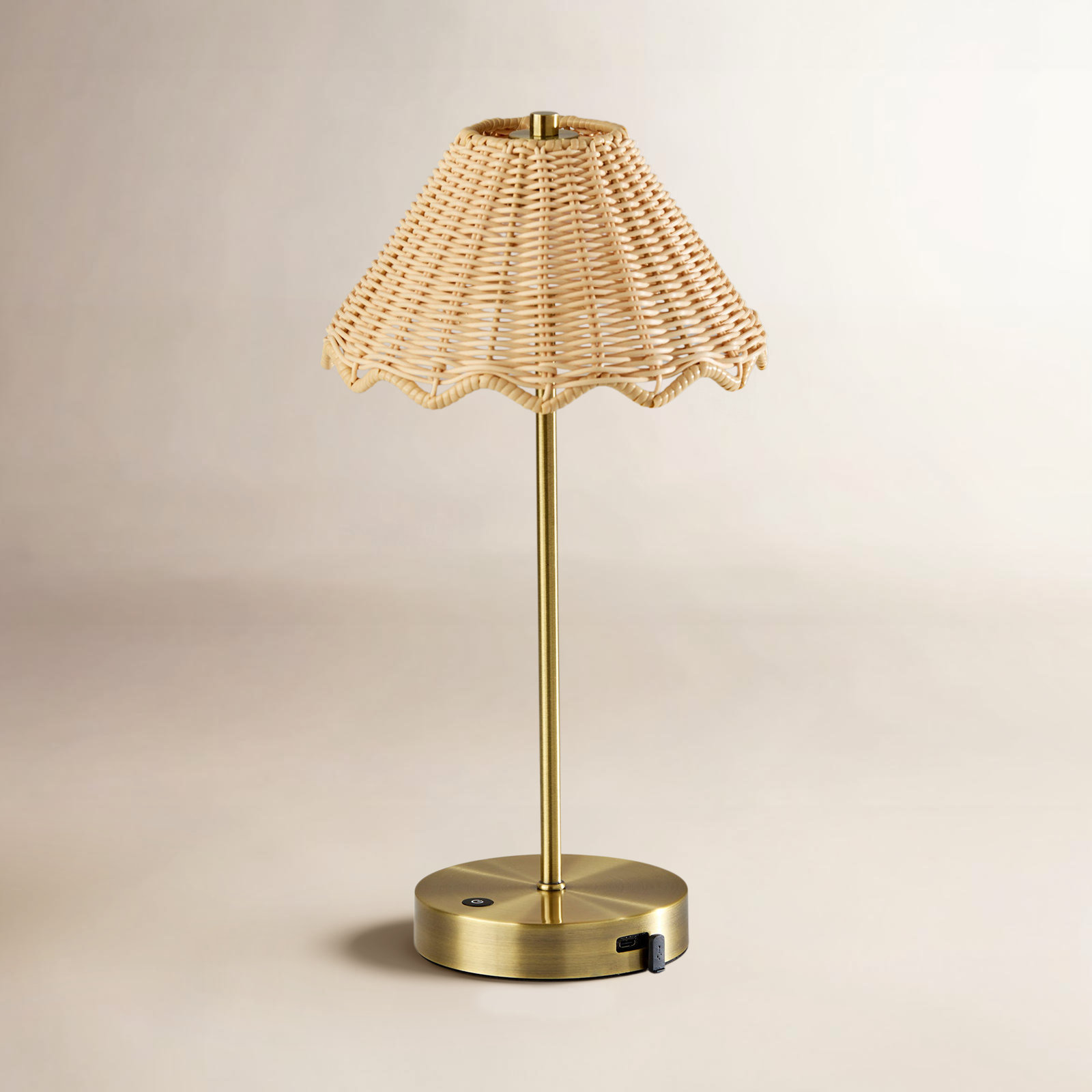 Stevie LED Cordless Table Lamp, Antique Brass