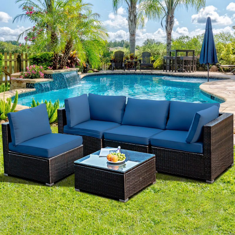 Wicker 4 - Person Patio Conversation Set with Cushions
