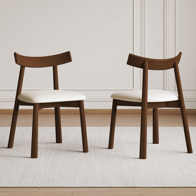 Ensemble de 2 chaises de salle à manger modernes en bois (seulement chaises de salle à manger), Dark Walnut