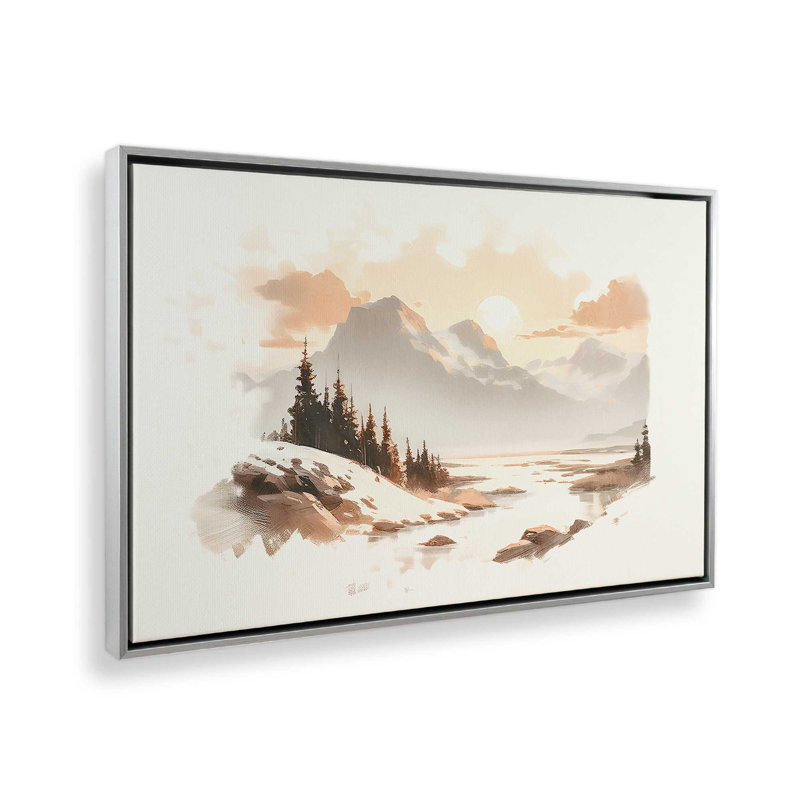 Toile roulée Winter's Quiet Refuge II , Cadre flottant en chrome poli, H 24,75 po x l 36,75 po x P 1,75 po