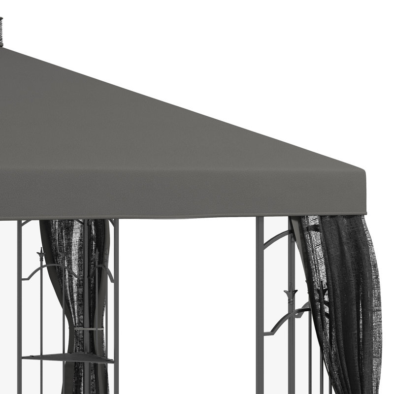 Steel Patio Gazebo, Gray, 120" H x 144" W x 120" D